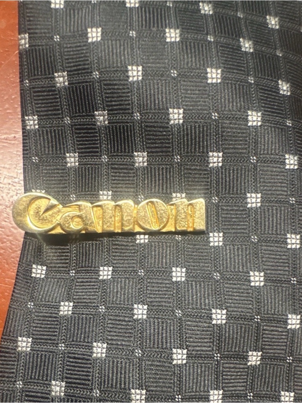 Vintage Canon Logo Letter Tie Bar/Clip - Gold Tone Metal Men's Accessory